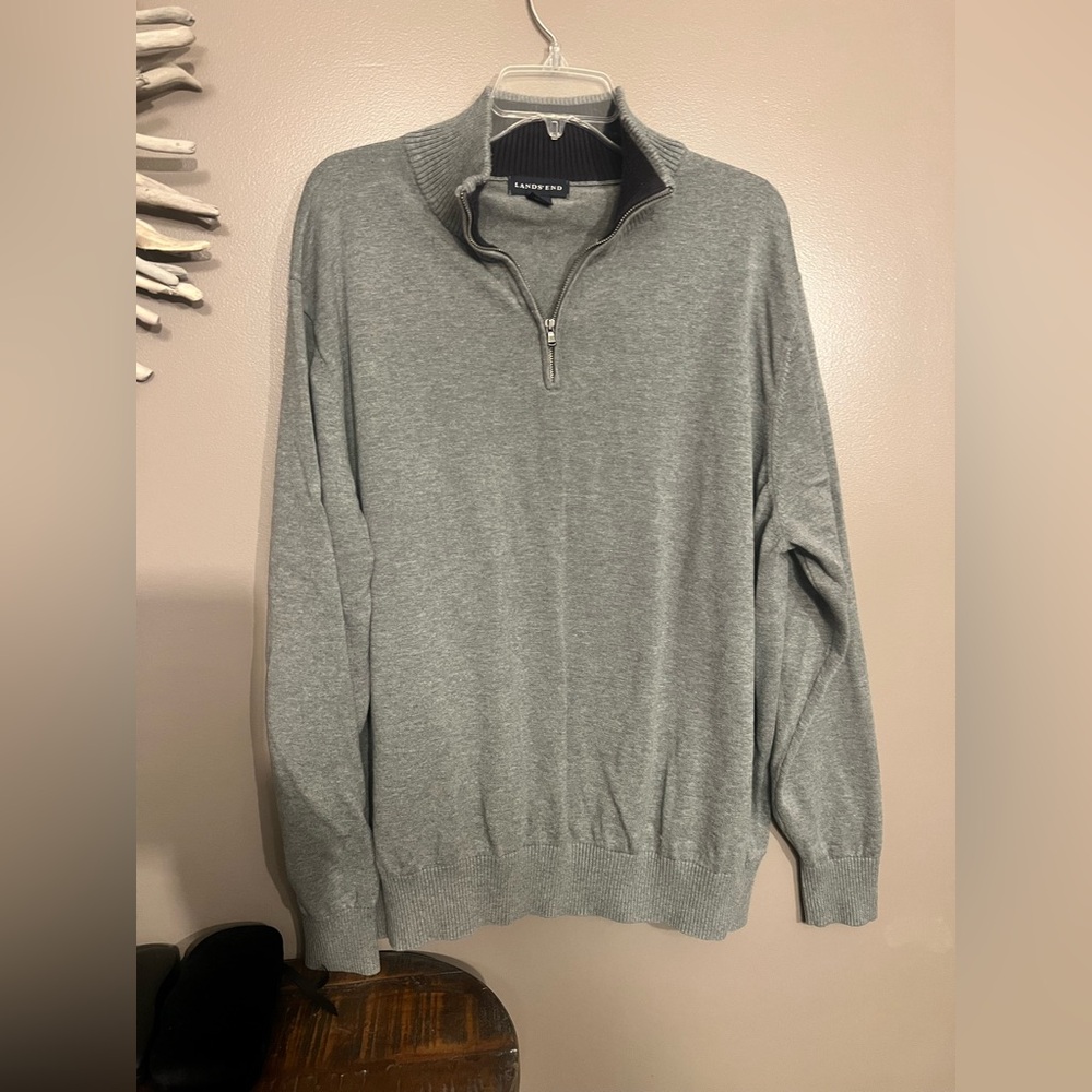 Lands End 3/4 zip sweater. 100% Supima Cotton.